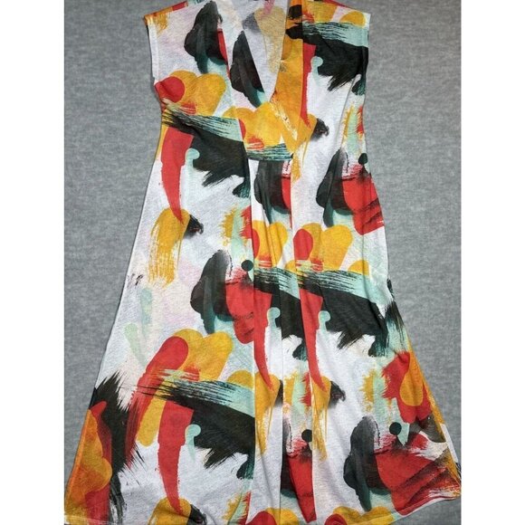 ZARA Women’s Dress Abstract Colorful Print V Neck Semi Sheer Size M - Picture 1 of 8